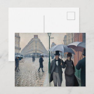 Klassieke Caillebotte Parijse Straat Regenachtige  Briefkaart
