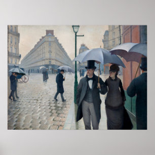 Klassieke Caillebotte Parijse Straat Regenachtige  Poster