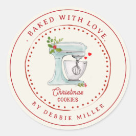 Klassieke cake mixer Gebakken met liefde Vakantie  Ronde Sticker