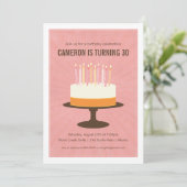 Klassieke Cake Verjaardag uitnodiging in Roze (Staand voorkant)