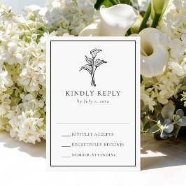 Klassieke Calla Lily Bruiloft RSVP Kaartje