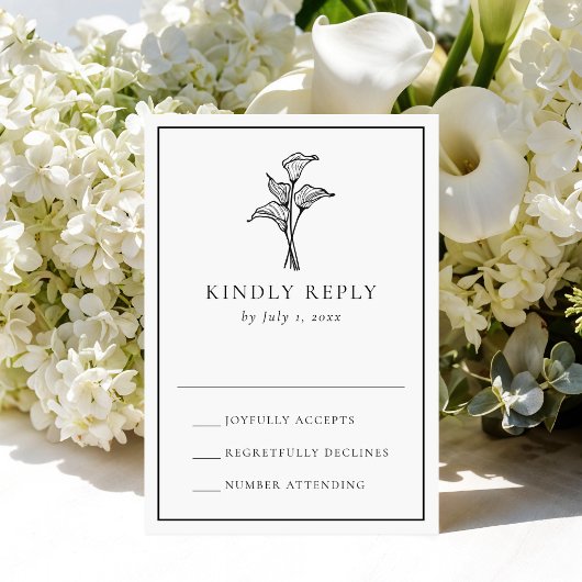 Klassieke Calla Lily Bruiloft RSVP Kaartje