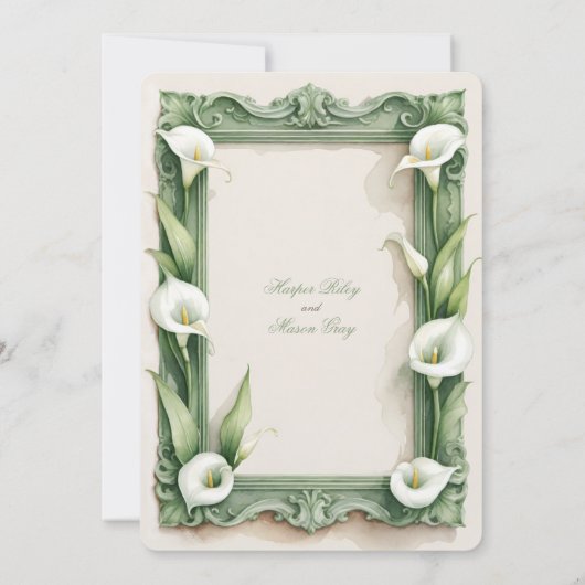 Klassieke Calla Lily Elegance bruiloft uitnodiging (Achterkant)