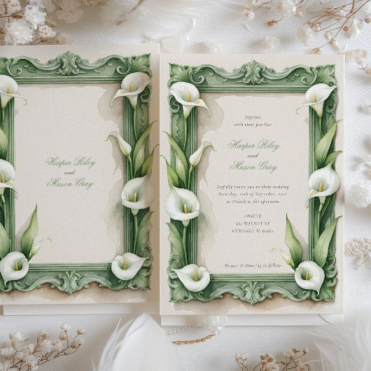 Klassieke Calla Lily Elegance bruiloft uitnodiging