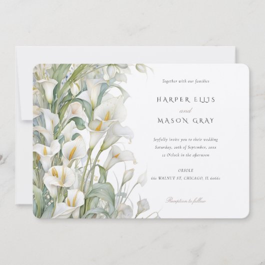 Klassieke Calla Lily Elegant Pastel bruiloft Uitno Kaart (Voorkant)