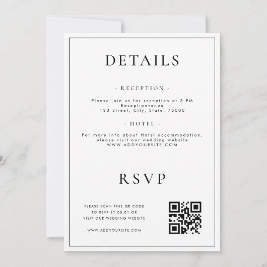 Klassieke Calligrafie Black White All in One Wedde Kaart (Achterkant)