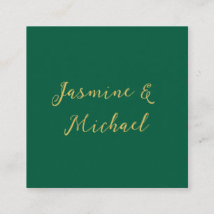 Klassieke Calligrafie Koppel Namen Groen & Goud Informatiekaartje