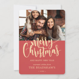 Klassieke Calligrafie Prettig Kerstmis Foto Feestdagenkaart