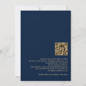 Klassieke Calligraphy QR Code Navy Goud Trouwdag Kaart (Achterkant)