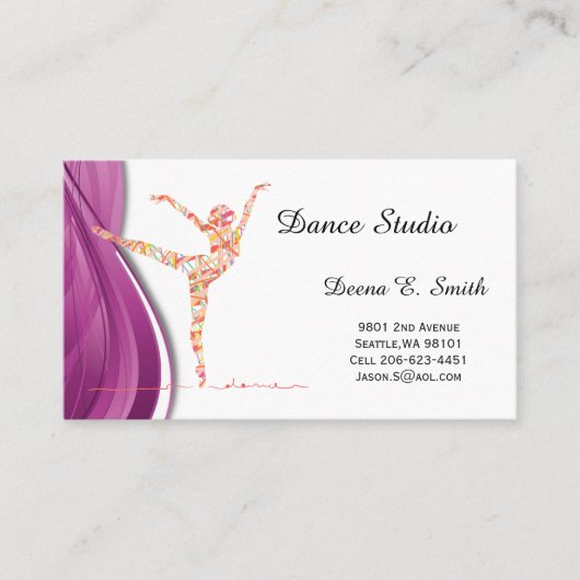 Klassieke Calling Card-Dance Steekproef Contactkaartje (Voorkant)