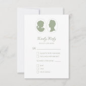 Klassieke cameo Regency Green Wedding RSVP Kaartje (Voorkant)