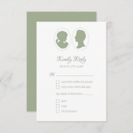 Klassieke cameo Regency Green Wedding RSVP Kaartje