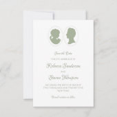 Klassieke cameo Regency Green Wedding Save The Date (Voorkant)