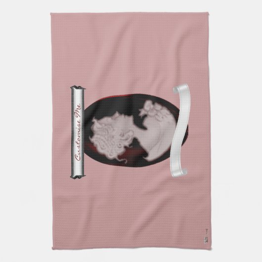 Klassieke cameo (Roos) Theedoek (Verticaal)