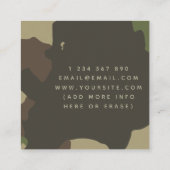 Klassieke Camouflage Militaire Stijl Groen en Brui Vierkante Visitekaartje (Achterkant)