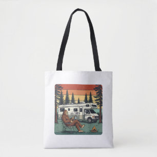 Klassieke Camping Camper Bigfoot Avontuur Tote Bag