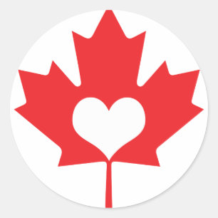 Klassieke Canadese Maple Leaf en Heart Canada Day Ronde Sticker