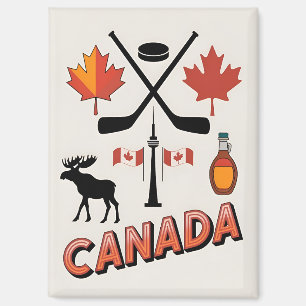Klassieke Canadese Nationale Iconen Vector Stijl  Magneet