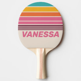 Klassieke Candy Regenboog Horizon Strepen met Naam Tafeltennisbatje
