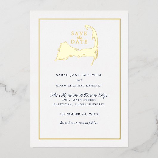 Klassieke Cape Cod Kaart Trouw Save the Date (Voorkant)