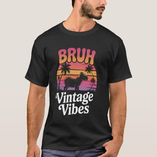 Klassieke Capybara Bruh Retro T-shirt (Voorkant)