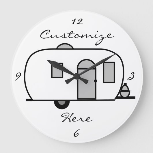  klassieke caravan met afgeronde caravan grote klok (Voorkant)