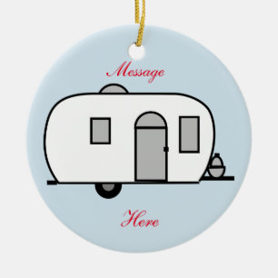 klassieke caravan met afgeronde caravan keramisch ornament