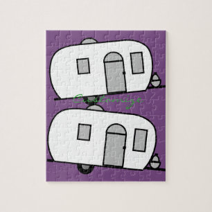 klassieke caravan met afgeronde caravan legpuzzel