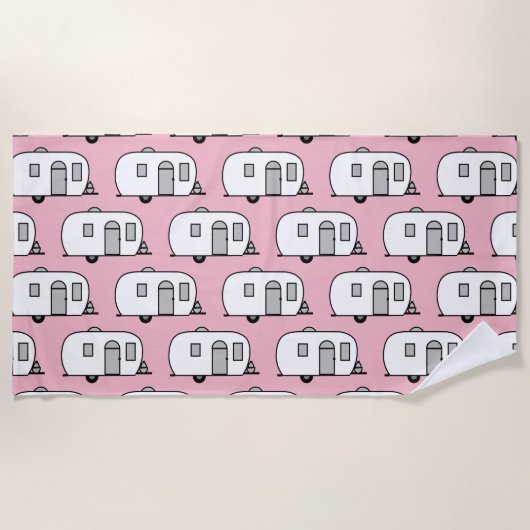  klassieke caravan met afgeronde caravan strandlaken (Voorkant)