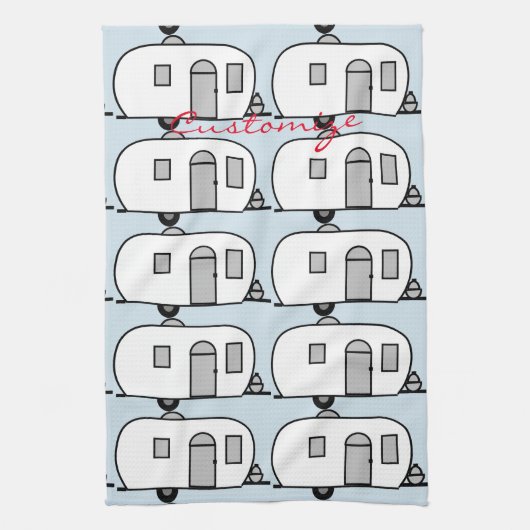 klassieke caravan met afgeronde caravan theedoek (Verticaal)