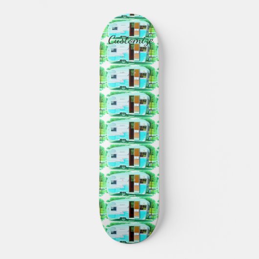  klassieke caravan met zigeunerlijker persoonlijk skateboard (Voorkant)