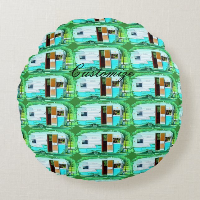  klassieke caravan met zigeunerlijker rond kussen (Voorkant)