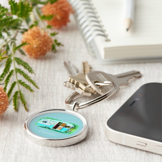  klassieke caravan met zigeunerlijker sleutelhanger (Zijkant)