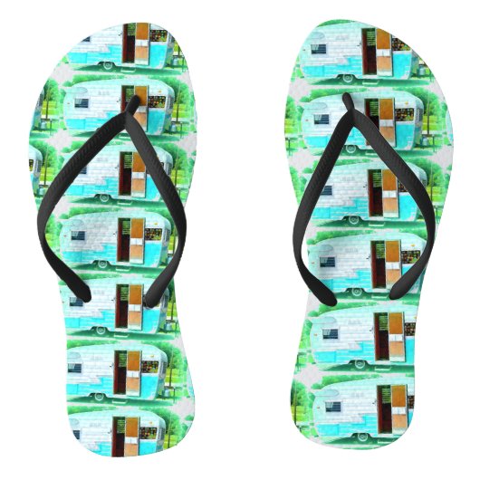klassieke caravan met zigeunerlijker teenslippers (Voetbed)