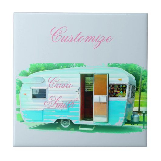 klassieke caravan met zigeunerlijker tegeltje (Voorkant)