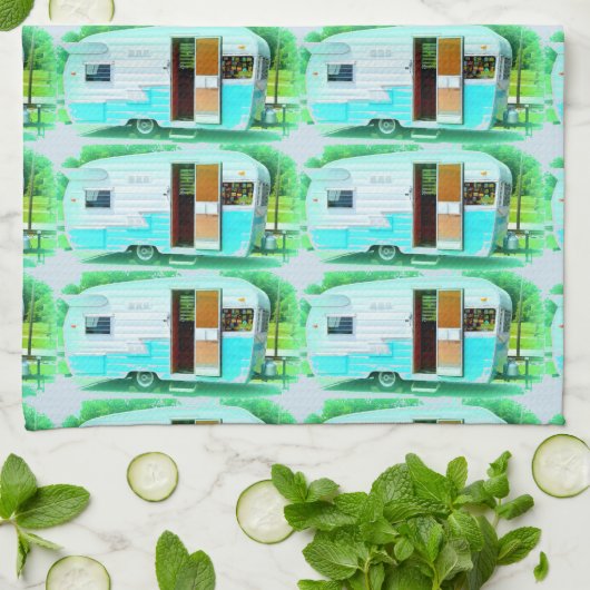 klassieke caravan Thunder_Cove Theedoek (Gevouwen)