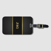 Klassieke Carbon Black & Gouden Monogram Bagagelabel (Voorkant (horizontaal))