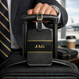 Klassieke Carbon Black & Gouden Monogram Bagagelabel