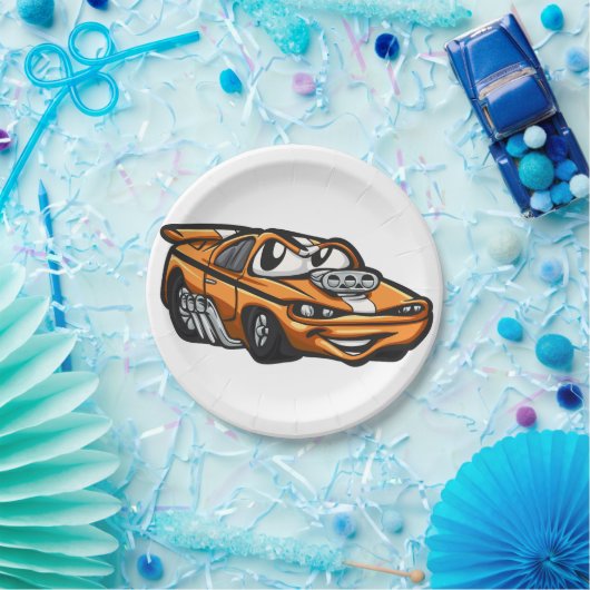Klassieke cartoon voor spierauto - Kies achterkleu Papieren Bordje (Feest)