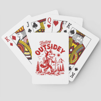 Klassieke Cartoon Wandelende Vos Voelt zich Buiten Pokerkaarten