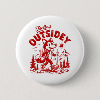 Klassieke Cartoon Wandelende Vos Voelt zich Buiten Ronde Button 5,7 Cm