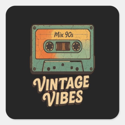 klassieke cassette vierkante sticker (Voorkant)
