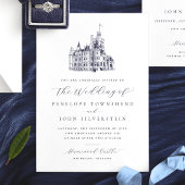 Klassieke  Castle Illustration Script Wedding Kaart