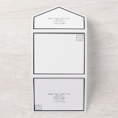 Klassieke Casual zwarte bruiloft All In One Uitnodiging (Buitenkant)