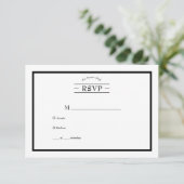 Klassieke Casual zwarte witte bruiloft RSVP (Staand voorkant)