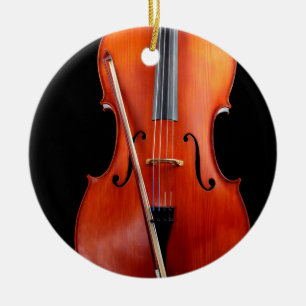 Klassieke cello op zwart keramisch ornament