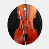 Klassieke cello op zwart keramisch ornament (Links)