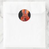 Klassieke cello op zwart ronde sticker (Tas)