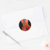 Klassieke cello op zwart ronde sticker (Envelop)