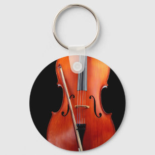 Klassieke cello op zwart sleutelhanger